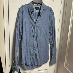 Zara man country blue slim fit large button down